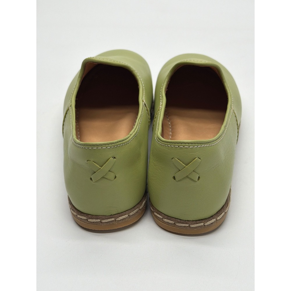 Charix Artisan Leather Loafers Lime Green Womens Slip On Flats Size 39 - Picture 6 of 12